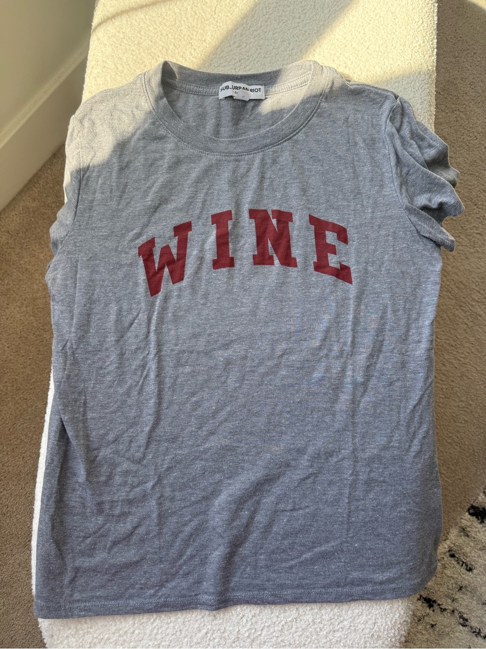 Sub_Urban Riot Grey Tee with Wine-Red Lettering - Picture 3 of 3